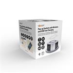 Solight PP120CW-PD20, 3z + USB A+C 20W PD, Wireless 10W, výsuvný blok zásuviek, 2m, strieborný