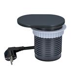 Solight PP124CB-PD20, 1z + USB A+C 20W PD vstavaná zásuvka s posuvným viečkom, 2m, matná čierna