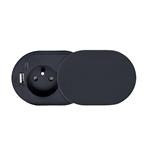 Solight PP124CB-PD20, 1z + USB A+C 20W PD vstavaná zásuvka s posuvným viečkom, 2m, matná čierna