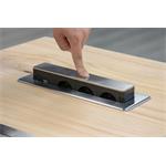 Solight PP126, USB výsuvný blok 3 zásuviek, hliník+plast, obdĺžnikový tvar, predlžovací prívod 1,9m, 3x1mm2, strie