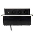 Solight PP126C-PD20, 3z + USB A+C 20W PD výsuvný blok zásuviek, 2m, nerez oceľ