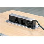 Solight PP126C-PD20, 3z + USB A+C 20W PD výsuvný blok zásuviek, 2m, nerez oceľ