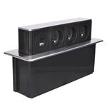 Solight PP126C-PD20, 3z + USB A+C 20W PD výsuvný blok zásuviek, 2m, nerez oceľ