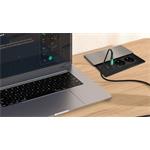 Solight PP128C-PD20-HDMI, vstavaný blok zásuviek s posuvným krytom, 2 zásuvky, HDMI, USB A+C 20W PD, 2m, strieborný