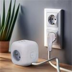 Solight PP145C, 3z + USB A+C predlžovací prívod - kocka, 2m, 3 x 1mm2, biely, vypínač