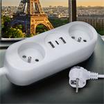 Solight PP154C, 2z + USB A+C 3.4A, predlžovací prívod 1.5m, 3 x 1mm2, biely