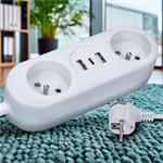 Solight PP154C, 2z + USB A+C 3.4A, predlžovací prívod 1.5m, 3 x 1mm2, biely