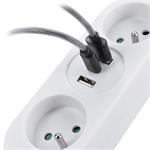 Solight PP154C, 2z + USB A+C 3.4A, predlžovací prívod 1.5m, 3 x 1mm2, biely
