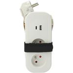 Solight PP155C-PD20, 2z + USB A+C 20W PD, cestovný predlžovací prívod 1.5m, 3 x 1mm2, biely