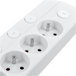 Solight PP160, 6z predlžovací prívod, 2m, 3 x 1mm2, biely, 6+1 vypínač