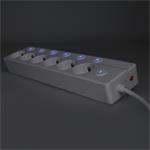 Solight PP160, 6z predlžovací prívod, 2m, 3 x 1mm2, biely, 6+1 vypínač