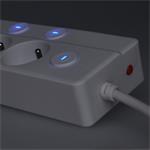 Solight PP160, 6z predlžovací prívod, 2m, 3 x 1mm2, biely, 6+1 vypínač