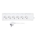 Solight PP160, 6z predlžovací prívod, 2m, 3 x 1mm2, biely, 6+1 vypínač