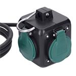 Solight PP325, predlžovací prívod kocka 3m, 3 zásuvky IP44, 3 x 1mm2, kábel guma H05RR-F