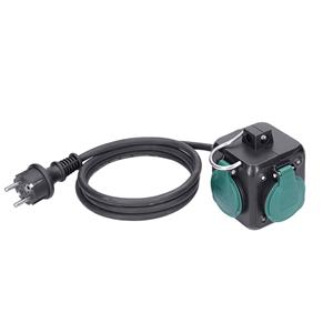 Solight PP325, predlžovací prívod kocka 3m, 3 zásuvky IP44, 3 x 1mm2, kábel guma H05RR-F