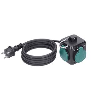 Solight PP326, predlžovací prívod kocka 5m, 3 zásuvky IP44, 3 x 1.5mm2, kábel guma H05RR-F