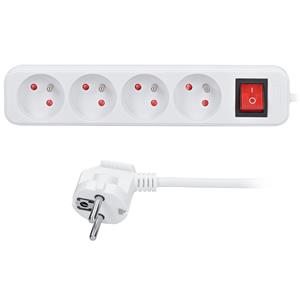 Solight PP32X, predlžovací prívod 3m, 4 zásuvky, vypínač, 16A/3680W, PVC, biely