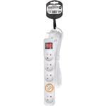 Solight PP52, predlžovací prívod, 5 zásuviek, biely, vypínač, 3m