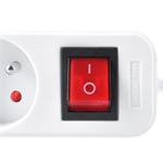 Solight PP52, predlžovací prívod, 5 zásuviek, biely, vypínač, 3m
