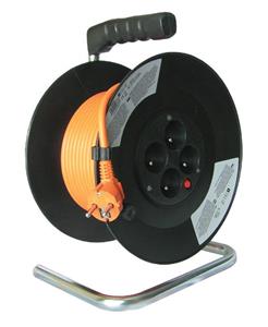 Solight predlžovací kábel 230V 4x zásuvka 15,0m na navíjacom bubne oranžový