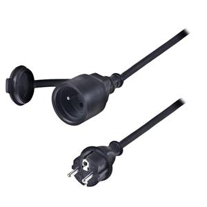 Solight PS30, predlžovací prívod - spojka, 1 zásuvka, 5m, čierna, gumová