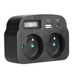Solight rozbočovač 2 x 16A, USB A+C rychlonabíjačka 20W PD, čierny, vypínač