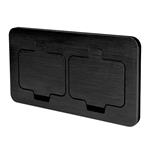 Solight vstavaná podlahová dvojzásuvka, IP55, matná černá, obdĺžnikové viečko