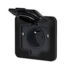 Solight vstavaná podlahová zásuvka, IP55, matná černá, obdĺžnikové viečko