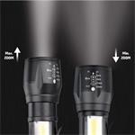 Solight WL115-R, LED kovové svietidlo nabíjacie, 150+60lm, Li-Ion, čierna