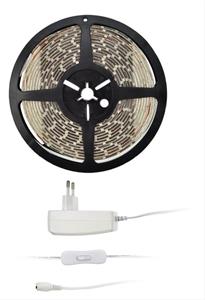 Solight WM50-20T, LED svetelný pás s testerom, 5m, sada s 12V adaptérom, 4,8W/m, IP20, studená biela