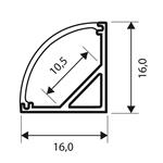 Solight WM908-1, hliníková lišta pre LED pásiky, rohová, 16x16mm