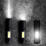 Solight WN49, LED nabíjacie vreckové svietidlo so zoomom, 100lm + 70lm, Li-Ion, USB, čierna