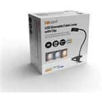 Solight WO3001-B, LED stolná nabíjateľná lampička, clip, čierna