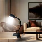 Solight WO3001-B, LED stolná nabíjateľná lampička, clip, čierna