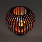 Solight WO3102, kovový okrúhly lampáš so žiarovkou s micro LED, teplá biela, medená, 3xAA, 19cm