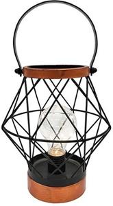 Solight WO3105, kovový lampáš so žiarovkou s micro LED, teplá biela, 3xAA, 20cm
