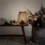 Solight WO3106, bambusový lampáš s LED žiarovkou, teplá biela, 2x AA, 20cm