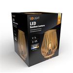 Solight WO3106, bambusový lampáš s LED žiarovkou, teplá biela, 2x AA, 20cm