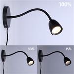 Solight WO54-B, LED nástenná lampička, stmievateľná, 4W, 280lm, 3000K, čierna