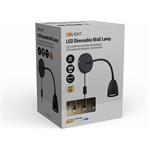 Solight WO54-B, LED nástenná lampička, stmievateľná, 4W, 280lm, 3000K, čierna