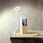 Solight WO66-W, LED stmievateľná stolná lampička s klipom, biela