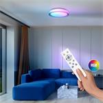Solight WO8015, LED osvetlenie s diaľkovým ovládačom Floco, 30W + 6W RGB, 2100lm, 40cm, zmena chromatickosti, stmievateľ
