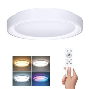 Solight WO8015, LED osvetlenie s diaľkovým ovládačom Floco, 30W + 6W RGB, 2100lm, 40cm, zmena chromatickosti, stmievateľ