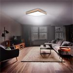 Solight WO802, LED ceiling lighting with remote control, square, wood decor, 3000lm, 40W, 45x45cm