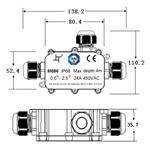 Solight WW004, vodeodolná prepojovací krabička IP68, 1x vstup, 2x výstup, 5-9 / 9-12mm, max 2,5mm2