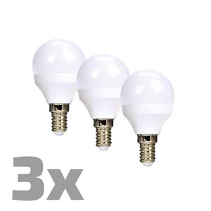 Solight WZ433-3, ECOLUX LED žiarovka 3-pack, miniglobe, 6W, E14, 3000K, 450lm, biele prevedenie, 3ks