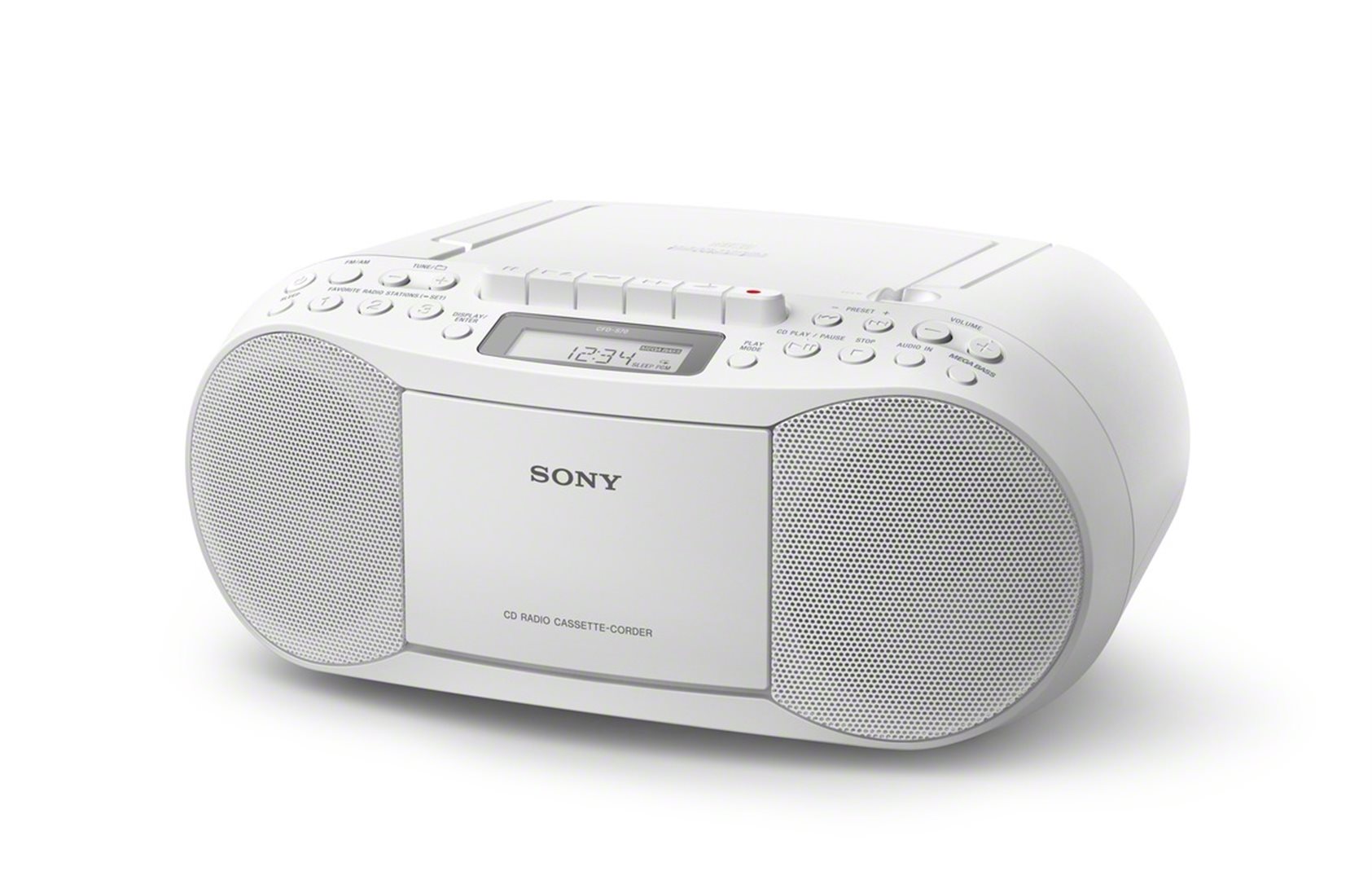 Sony CFDS70W, přenosný stereo přehrávač s tunerem AM/FM, bílý