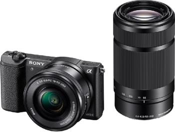 SONY ILCE-5100 Fotoaparát Alfa 5100 s bajonetem E + SEL-P1650 a SEL-55210 - Black