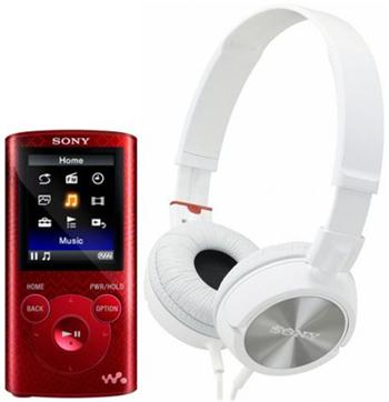 Sony MP4 8GB NWZ-E384 červ. + sluchátka MDR-ZX310R