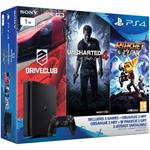 Sony PlayStation 4 Slim, 1TB + 3 hry (Uncharted 4, DriveClub, Ratchet&Clank)